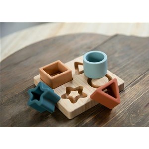 B-Sorter układanka silikon i bambus STAR Classic