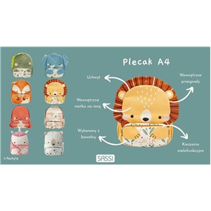 Plecak dla dzieci A4 Dinozaur SASSI
