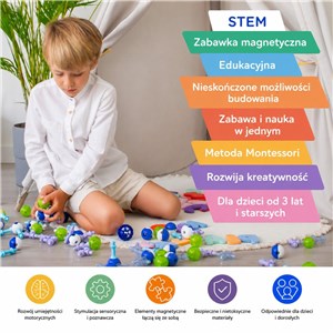 KUB Planet Edu XXL magnetyczne klocki 3D 150 elem. - zdjęcie 3