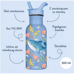 Butelka na wodę bidon 500 ml Rekin SASSI