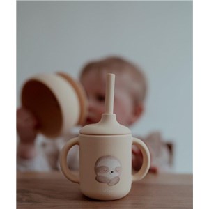 Kubek silikonowy z rurką dla dzieci Leniwiec SASSI