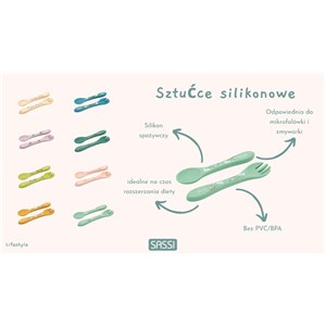 Sztućce silikonowe dla dzieci zestaw Słonik SASSI