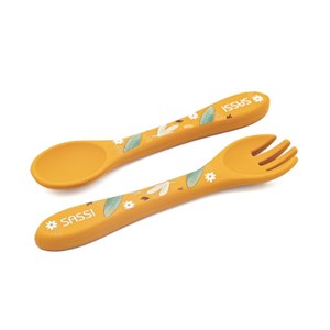 Sztućce silikonowe dla dzieci zestaw Lew SASSI