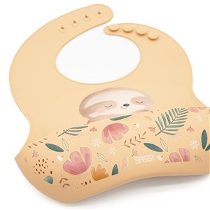 Śliniak silikonowy z kieszonką Leniwiec SASSI