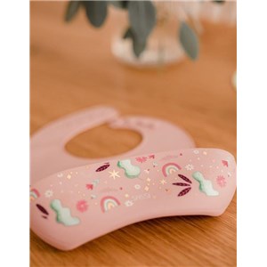 Śliniak silikonowy z kieszonką Jednorożec SASSI