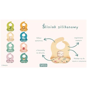 Śliniak silikonowy z kieszonką Jednorożec SASSI