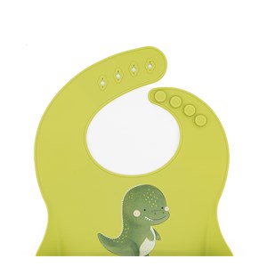 Śliniak silikonowy z kieszonką Dinozaur SASSI