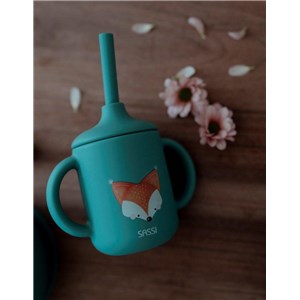 Kubek silikonowy z rurką dla dzieci Lisek SASSI