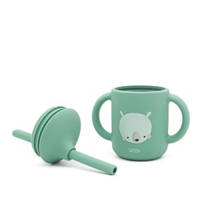 Kubek silikonowy z rurką dla dzieci Miś SASSI