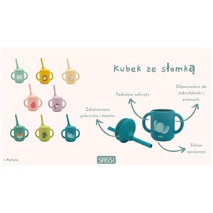 Kubek silikonowy z rurką dla dzieci Miś SASSI