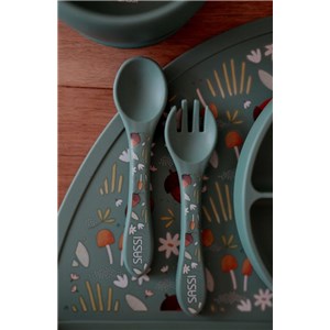 Sztućce silikonowe dla dzieci zestaw Miś SASSI