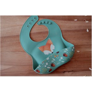 Śliniak silikonowy z kieszonką Lisek SASSI