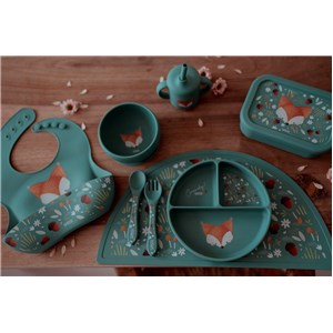 Śliniak silikonowy z kieszonką Lisek SASSI