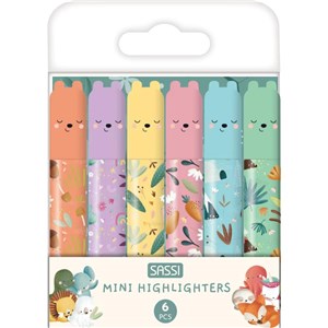 Mini zakreślacze pastelowe 6 szt. SASSI Mix